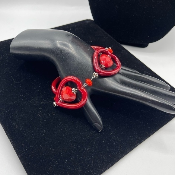 Heart Murano Italian Glass Necklace and Bracelet - Picture 5 of 7